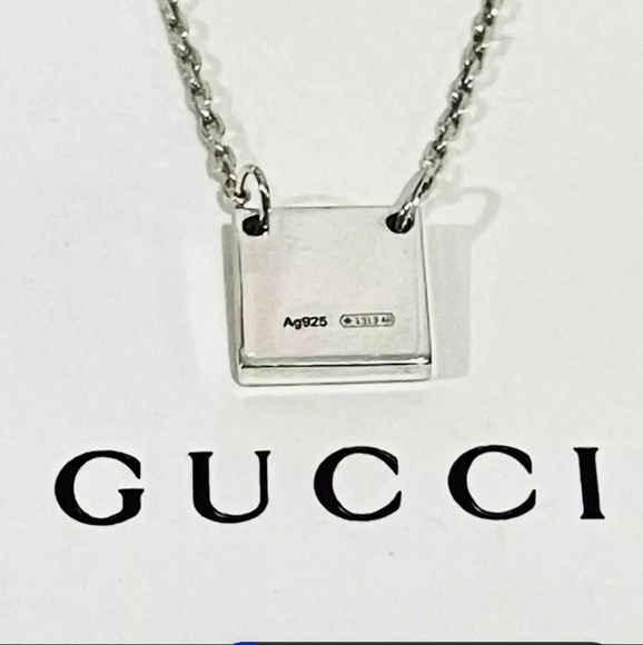 NEW Gucci Logo Square Pendant Necklace With Box And Dust Bag.Full Inclusion - Picture 12 of 17